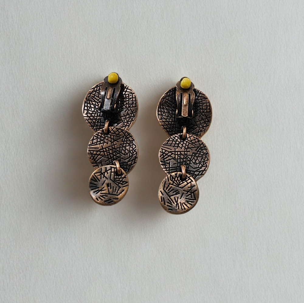 Brass Clip On Earrings - Picture 2 of 2
